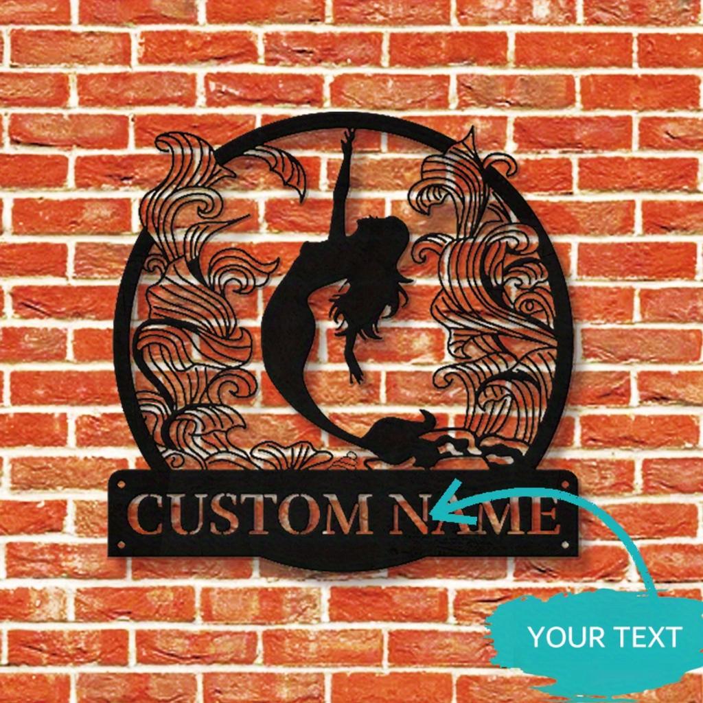 1pc Mermaid Metal Wall Art Custom Name Sign Farmhouse Decor