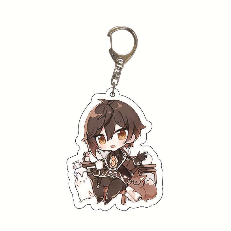Genshin Impact 2D Keychain: Nilou, Nahida, Amber, Kaeya, Tighnari, Kazuha Pendant