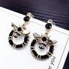 Fairy Style Geometric Bee Rhinestone Earrings – Handmade, Versatile Korean Japanese Design
