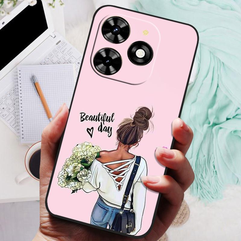 For Tecno Spark 20 Pro Case Black Silicone Bumper Wolf Lions Soft TPU Covers for Tecno Spark 20C 20 Funda Coque Spark20 KJ5