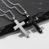 Luxe Natuurlijke Zwarte Onyx Kruis Ketting voor Mannen, Waterdichte Roestvrij Staal Kruis Hanger, Sieraden Cadeau voor Echtgenoot Vader Zoon