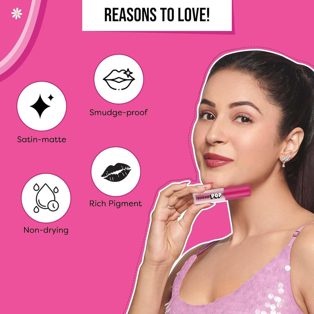 SUGAR POP Mat Dudak Rengi Uzun Süre Kalıcı Likit Ruj Yüksek Pigmentli Bulaşmaya Dayanıklı Dudak Makyajı 1.6 ml Cranberry