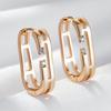 Trendy  Rose Gold Color Geometry Hoop Earrings For Women Shiny Natural Zircon Accessories Vintage Bride Wedding Jewelry
