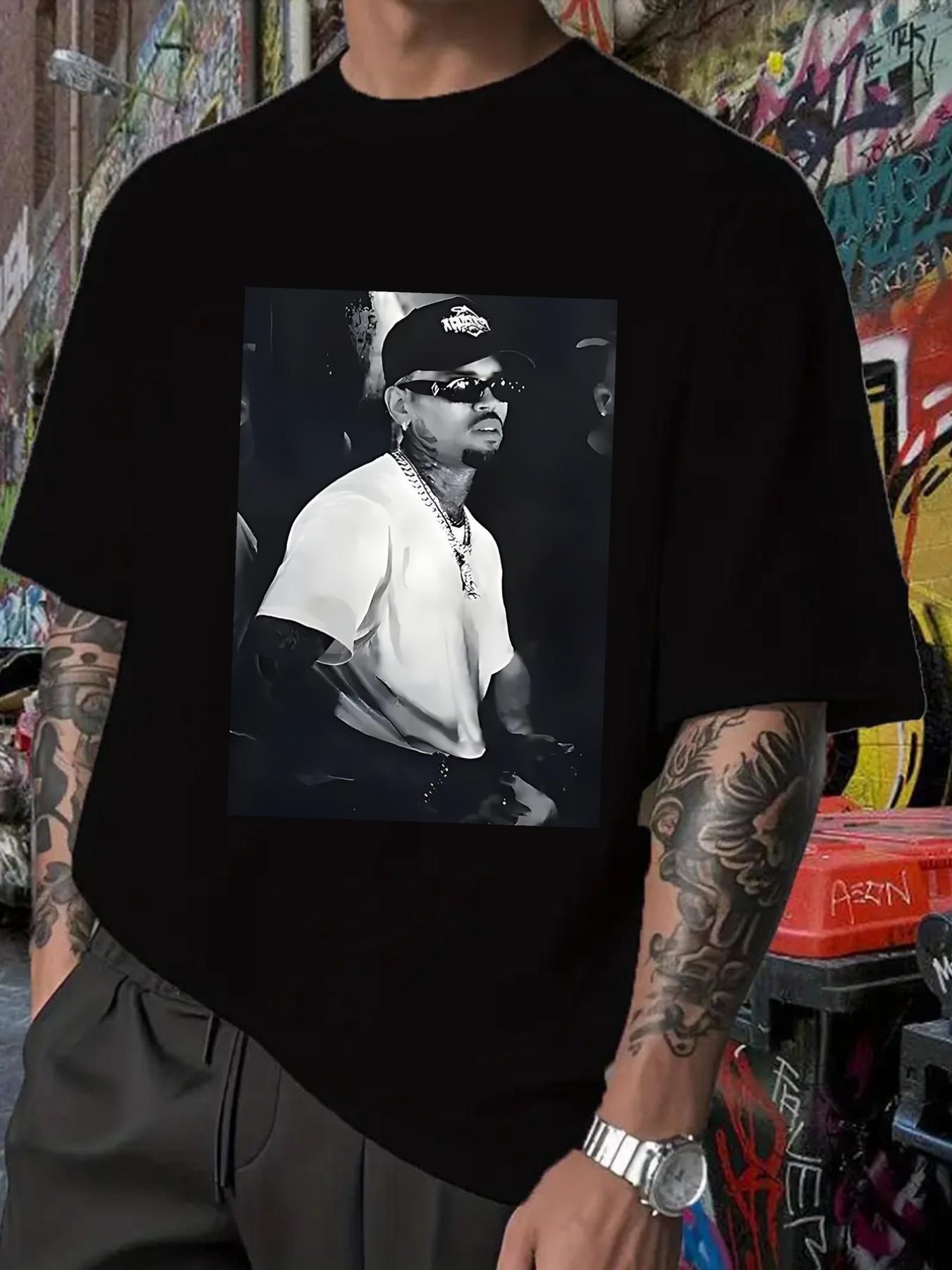 Black Hip-Hop T-shirt - Rap Artist Portrait Print Tee M