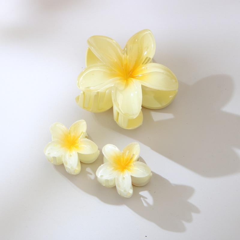 Hot-selling Set of Frangipani Scratch-off Flower Hair Clips Vacation Travel Semi-tied Hair Shark Clip Hair Accessories