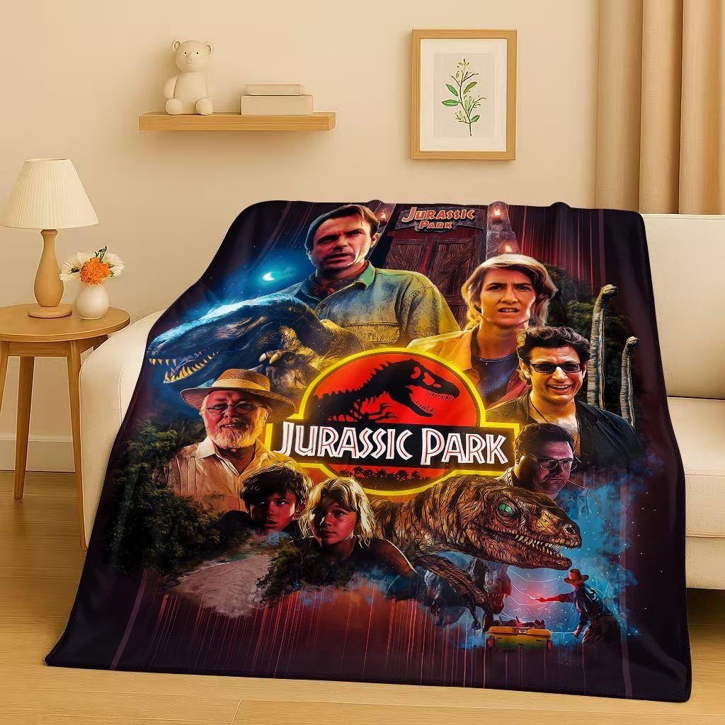 Coperta in Flanella Cartoon Dinosauro Jurassic Park 3D, Coperta Morbida Calda in Peluche per Casa Camera da Letto Letto Divano Copertura Ufficio Campeggio