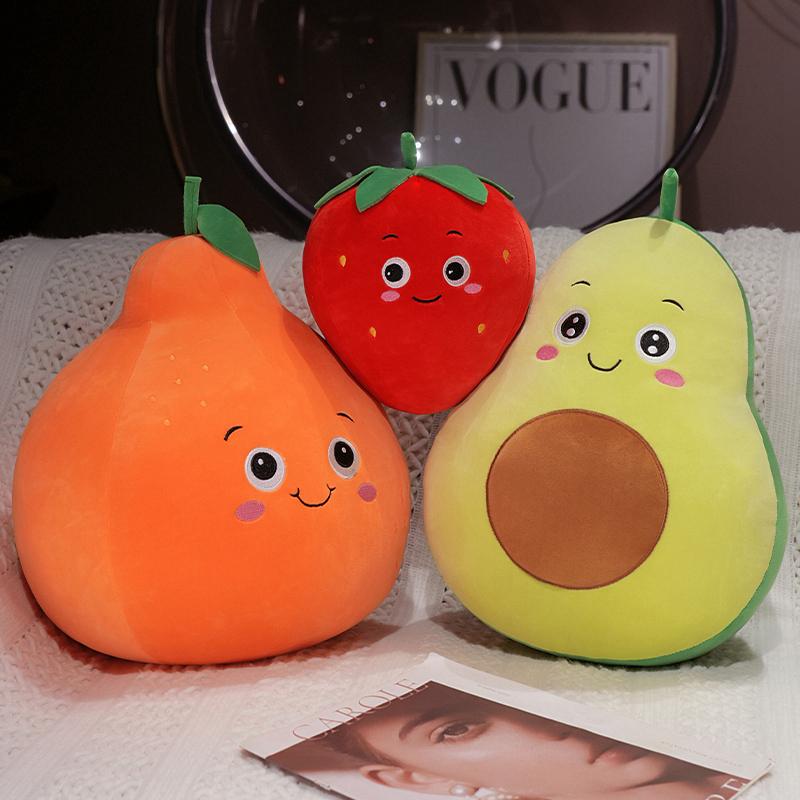 Simulation Fruit Plush Toy Stuffed Watermelon Strawberry Orange Pear Avocado Apple Pillow Soft Food Doll Kids Birthday Gift