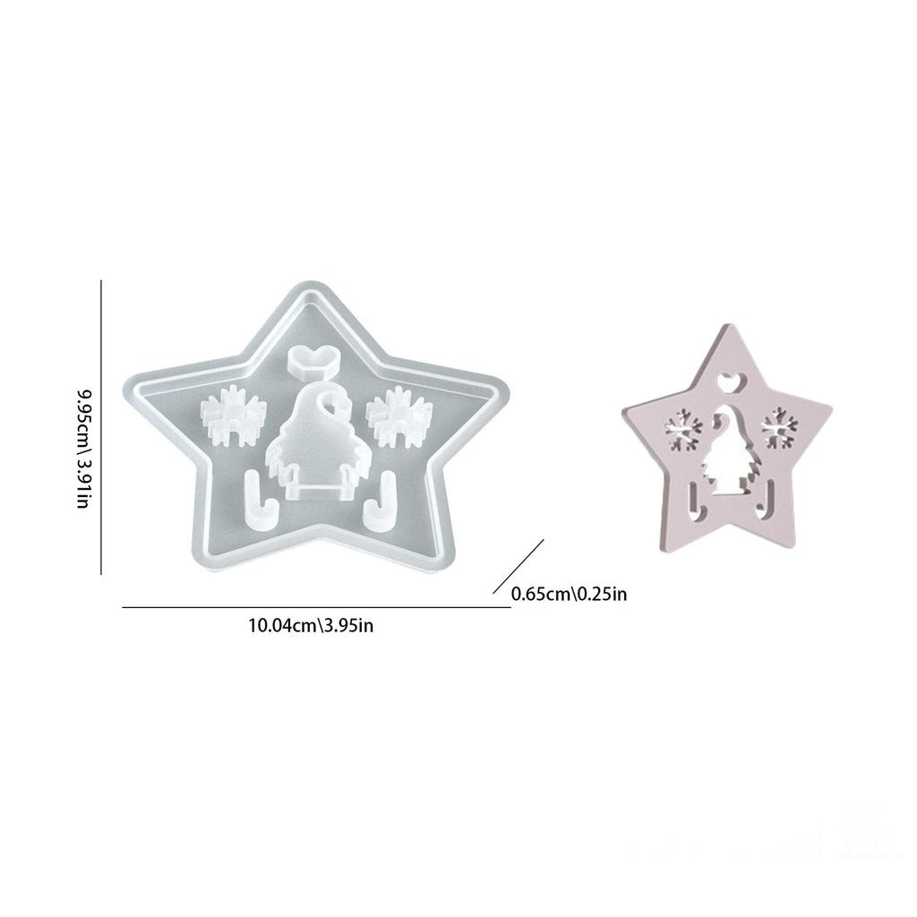Mould Christmas Openwork Five-Pointed Star Silhouette Lamp Resin Silicone Mold Drip Resin DIY Star Plaster Egg Lamp Decorations