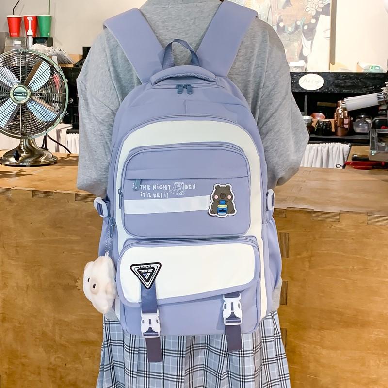 New schoolbag for men and women, junior high school students, high value, casual and dirt-resistant students, large-capacity backpack for women