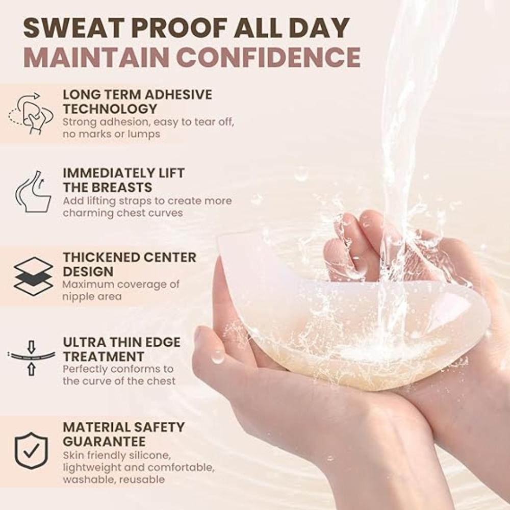 Женский силиконовый нагрудный пластырь в форме ложки, с подвеской на шею, ремешок для подъема груди, невидимый бюстгальтер, пластырь на соски для большой груди