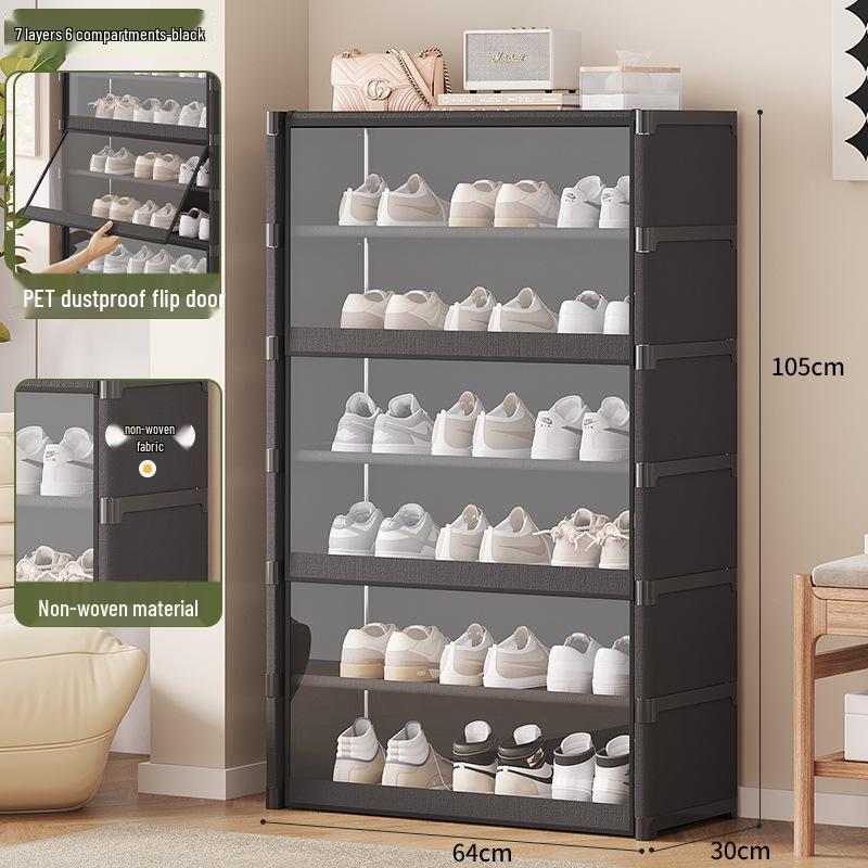 Sturdy Multi-layer Shoe Rack with Dustproof Transparent Shelves, Ideal for Home or Dorm.