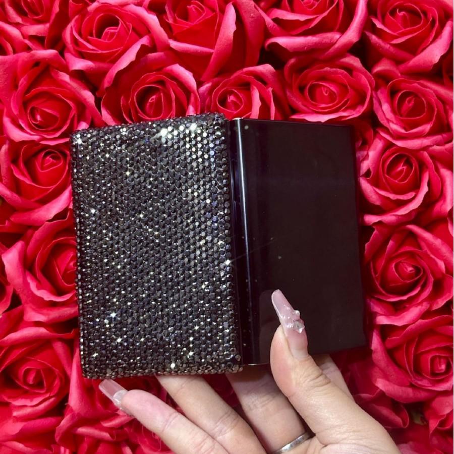 Customized Ultra-Thin Black Rhinestone Credit Card & Business Card Holder Gift