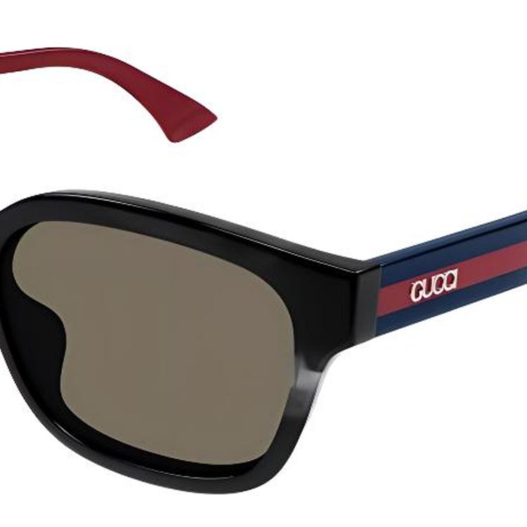 GUCCI Brand Logo Recycled Acetate Square Sunglasses Men's Black