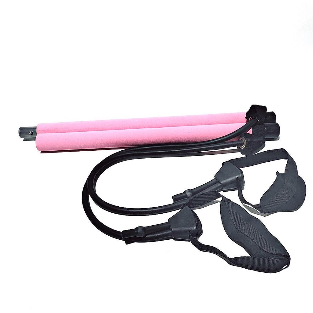 Adjustable Pilates & Yoga Resistance Band with Bar - Home Back Stretch & Pull-Up Trainer
