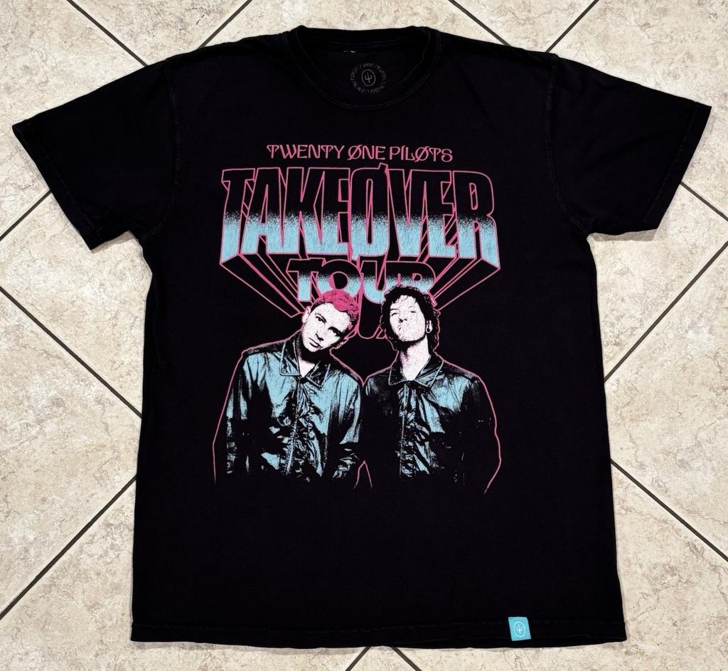 Unisex shirt Cotton Oversize Large Size Twenty One Pilots Takeover Tour Shirt Medium Black Short Sleeve Concert Band