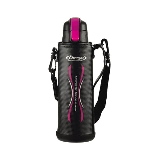 

Pearl Metal HB-3063 Stainless Steel Water Bottle, 1100ml, Direct Drinking, Pink x Black, with Pouch, New Energy Charger