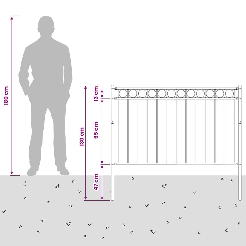 ASSEN Zaunfeld Grau 170 x 130 cm Stahl