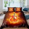 Electric Guitar King Queen Duvet Cover Stringed Instrument Bedding Set Musical Note Quilt Cover Hippie Polyester Comforter Cover
