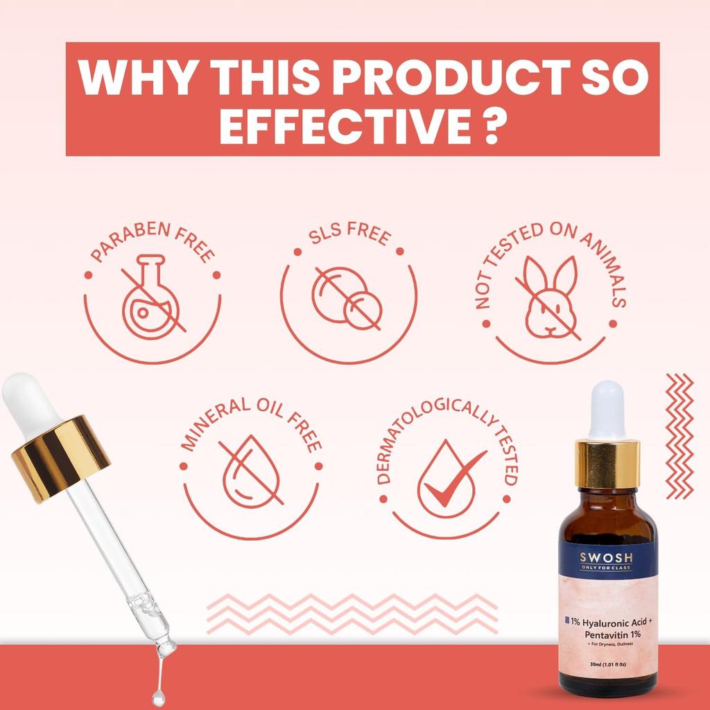 Serum mit Hyaluronsäure und Pentavitin (30 ml), 1% Hyaluronsäure Serum + Pentavitin 1%, Swosh