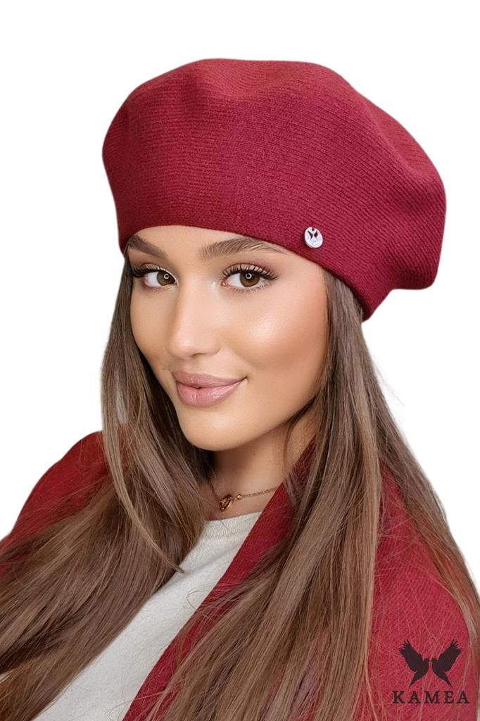 Afrah Smooth Women' Beret Burgundy Color