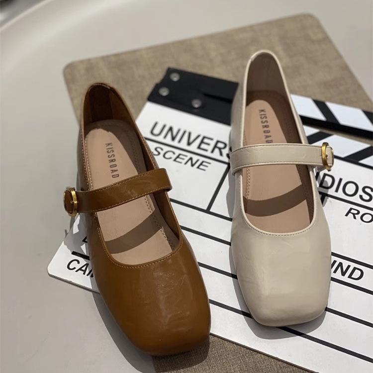 Soft Leather Version Square Head Versatile French Small Leather Shoes Women's 2025 New Spring and Summer Flat Bottom Retro Soft Sole Mary Jane Single