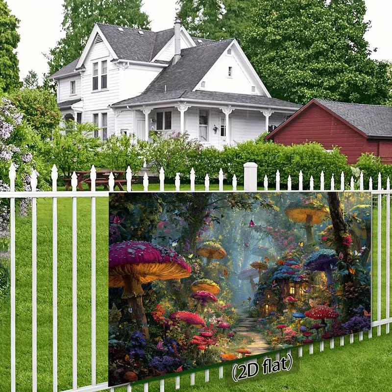 2D Dreamy Enchanted Forest Mushroom House Photography Backdrop 47.2x31.5inch/120*80cm