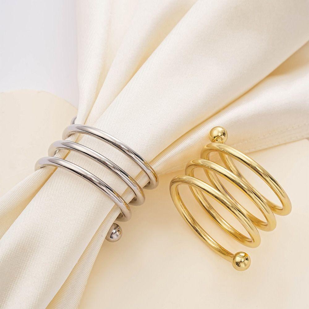 6 Stück Gold/Silber Frühlingsform Serviettenring Doppelperlen Serviettenring Hochzeit