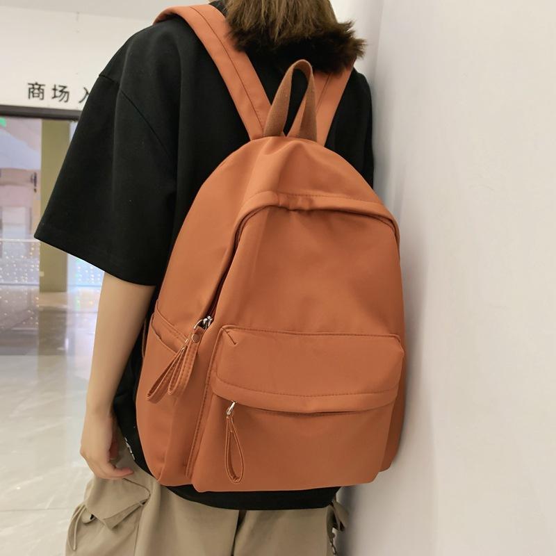 Solid Color Backpack Female Schoolbag Female Student Backpack Male
