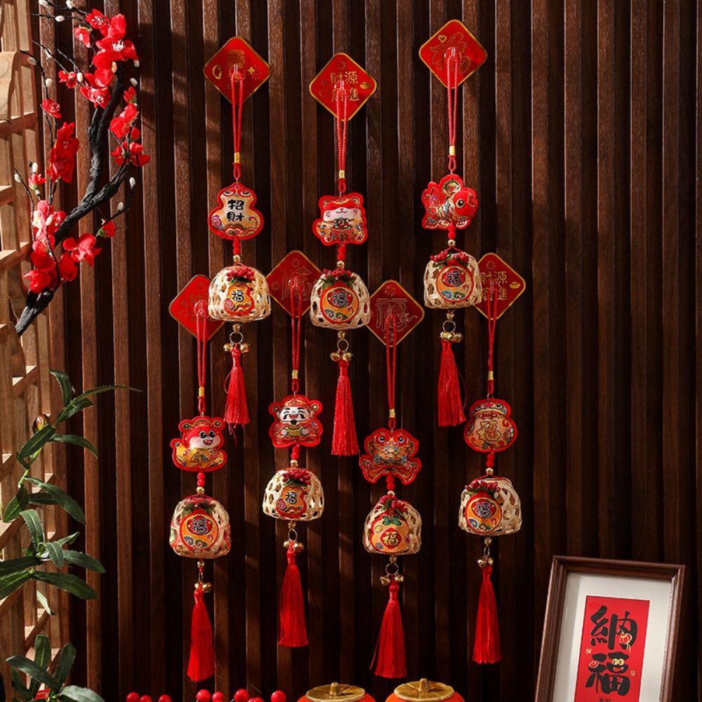 Creative Spring Festival Decoration Pendant Reusable New Year Ornaments Red Lantern String  Home