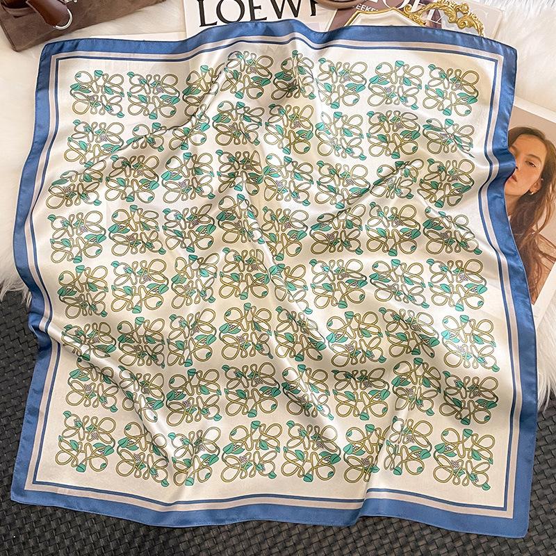 

Модный платок Маленький квадратный платок Шелк тутового дерева Двусторонний платок Модный принт Высококлассный и омолаживающий Универсальный шелковый платок Лето 65*65cm