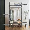 Unho Rack : Metal Clothes Hanging Rail Garment Rack Black Open Wardrobe Bedroom Coat Stand with Shoe Storage 78 X 36 X 160cm