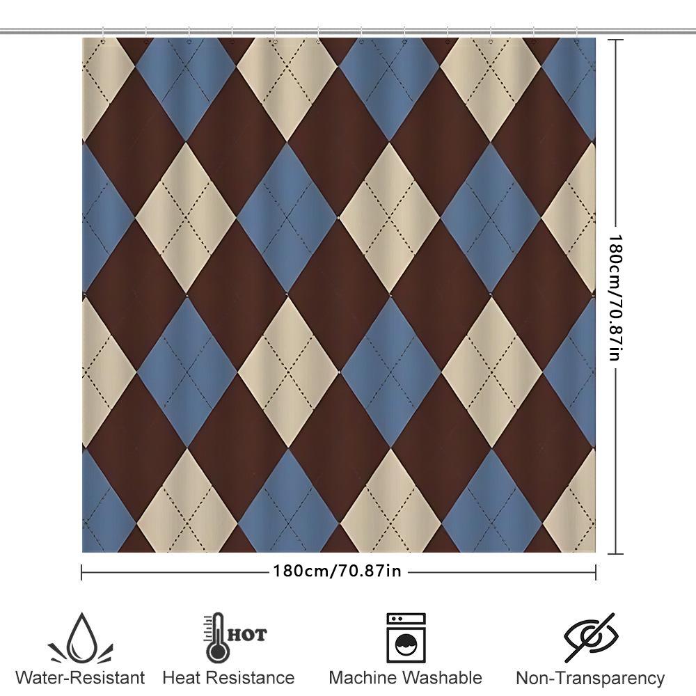 

Argyle Pattern Shower Curtain For Bathroom Decor - Waterproof And Durable Fabric With Classic Colors Waterproof Polyester W60H190(CM)-1 Pcs