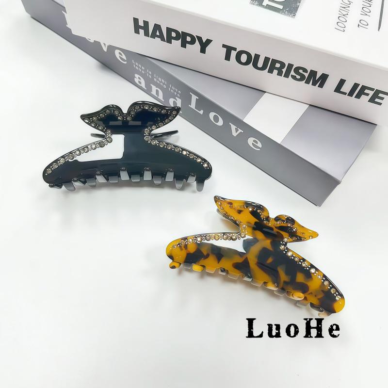 Luohe French Retro Tortoiseshell Acetate Shark Hair Clip for Women