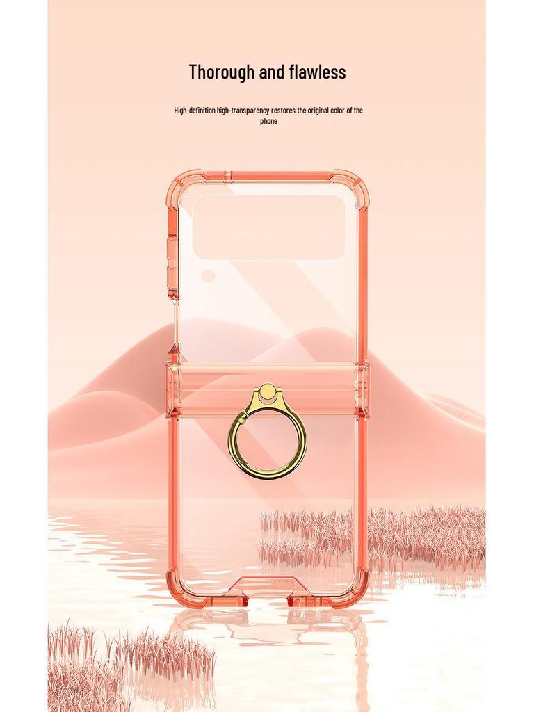 Samsung Z Flip4 Ultra-Thin Acrylic Case with Ring Holder and Screen Protection