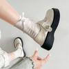 Fashion black thick-soled shallow-mouth single shoes women's summer skirt heightening small leather shoes Mary Jane shoes