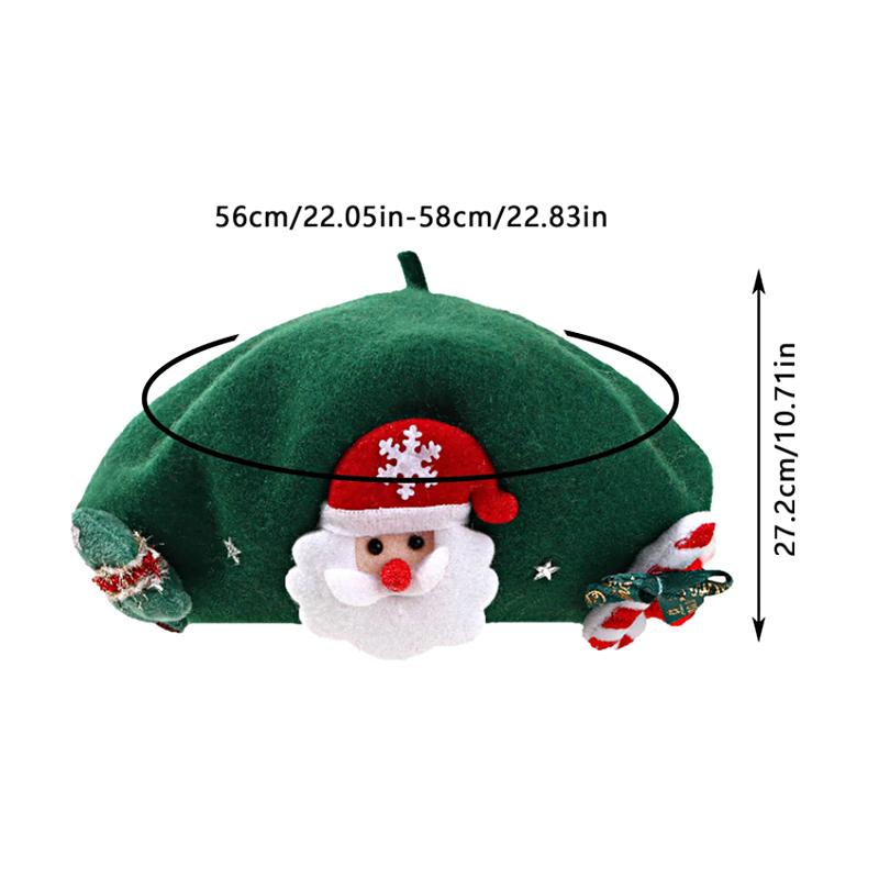 1Pc Christmas Hat Beret Headwear Xmas Wool New Year Dress Up