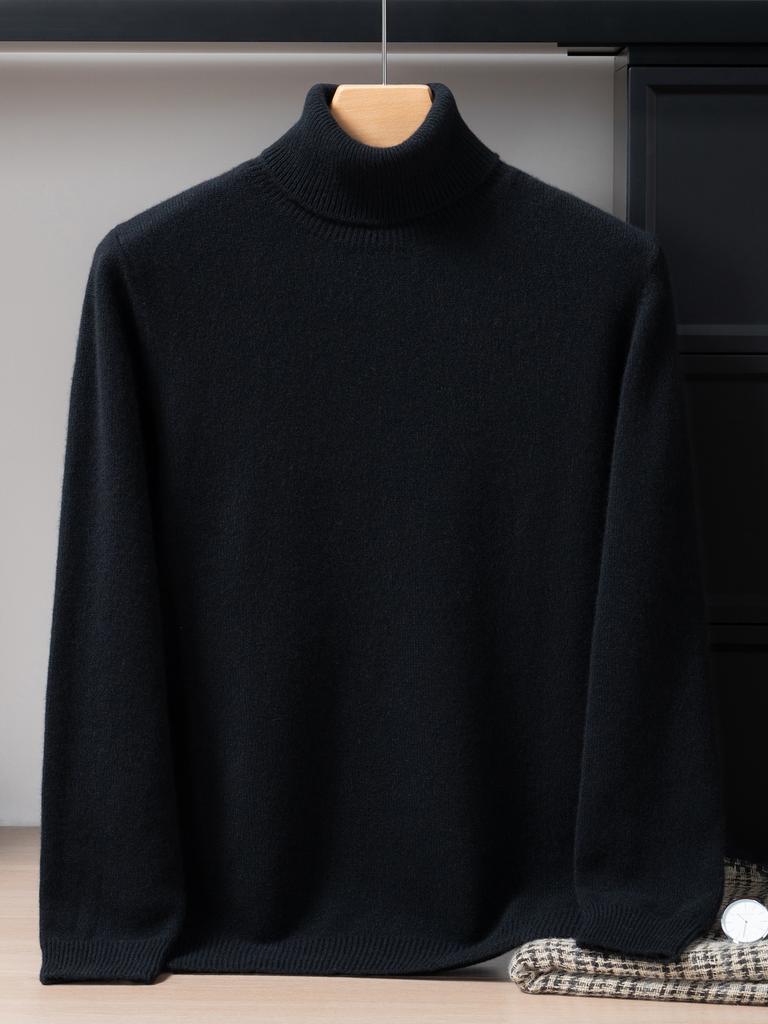 2025 new pure cashmere shirt men's high lapel thickened sweater solid color versatile cashmere knitting