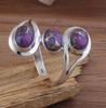 Purple Copper Turquoise Gemstone Ring Solid 925 Sterling Silver Ring Three Stone Ring Handmade Designer Ring Bohemian Ring