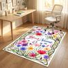 Floral Garden Theme Crystal Velvet Rug Personalized Custom Name Text Soft Floor Mat Home Decor