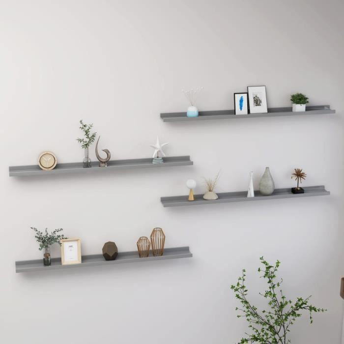 VidaXL Wall Shelves 4 Pcs Grey 100x9x3 Cm