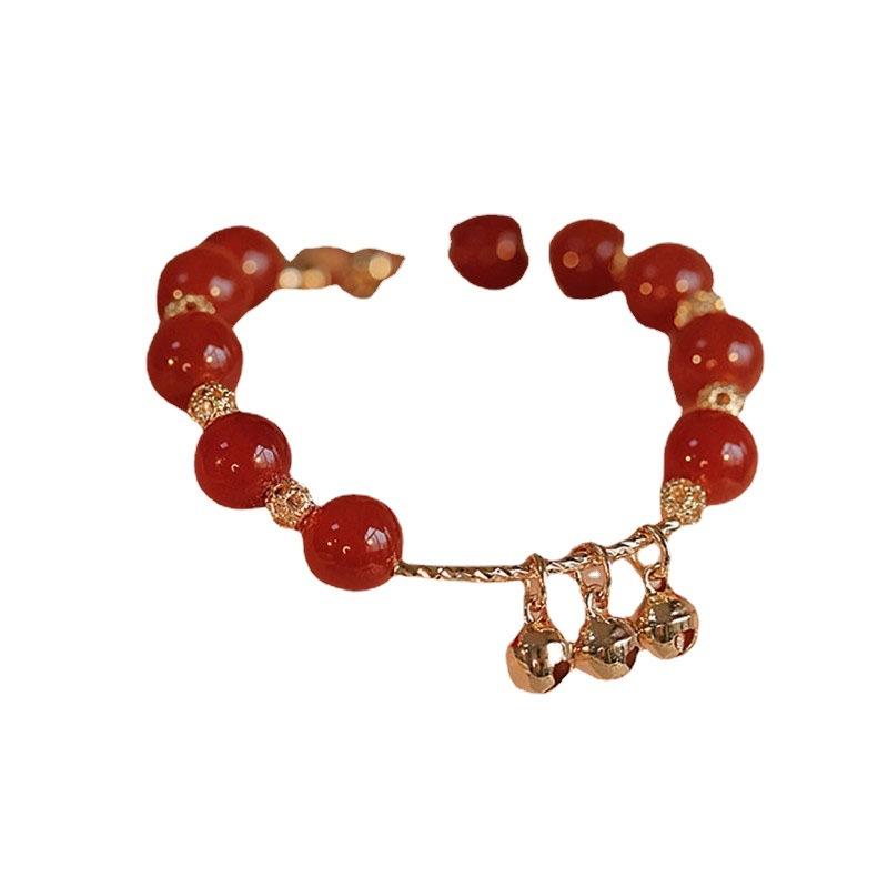 How Many Dreams? Natural Red Agate Bracelet with Bell Pendant, Niche Jewelry for Women, a Gift for One's Zodiac Sign