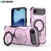 KEYSION Shockproof Magnetic Case for iPhone 17 Pro Max TPU+PC Upright Live Metal Ring Stand Phone Back Cover for iPhone 17 Air