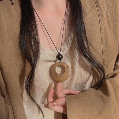 Ethnic Style Zen Long Round Necklace Bohemian New Chinese Style National Style Sweater Chain Black Rope New Chinese Style Accessories
