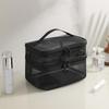 Large Capacity Double Layer Mesh Makeup & Toiletry Bag - Portable Travel Cosmetic Storage
