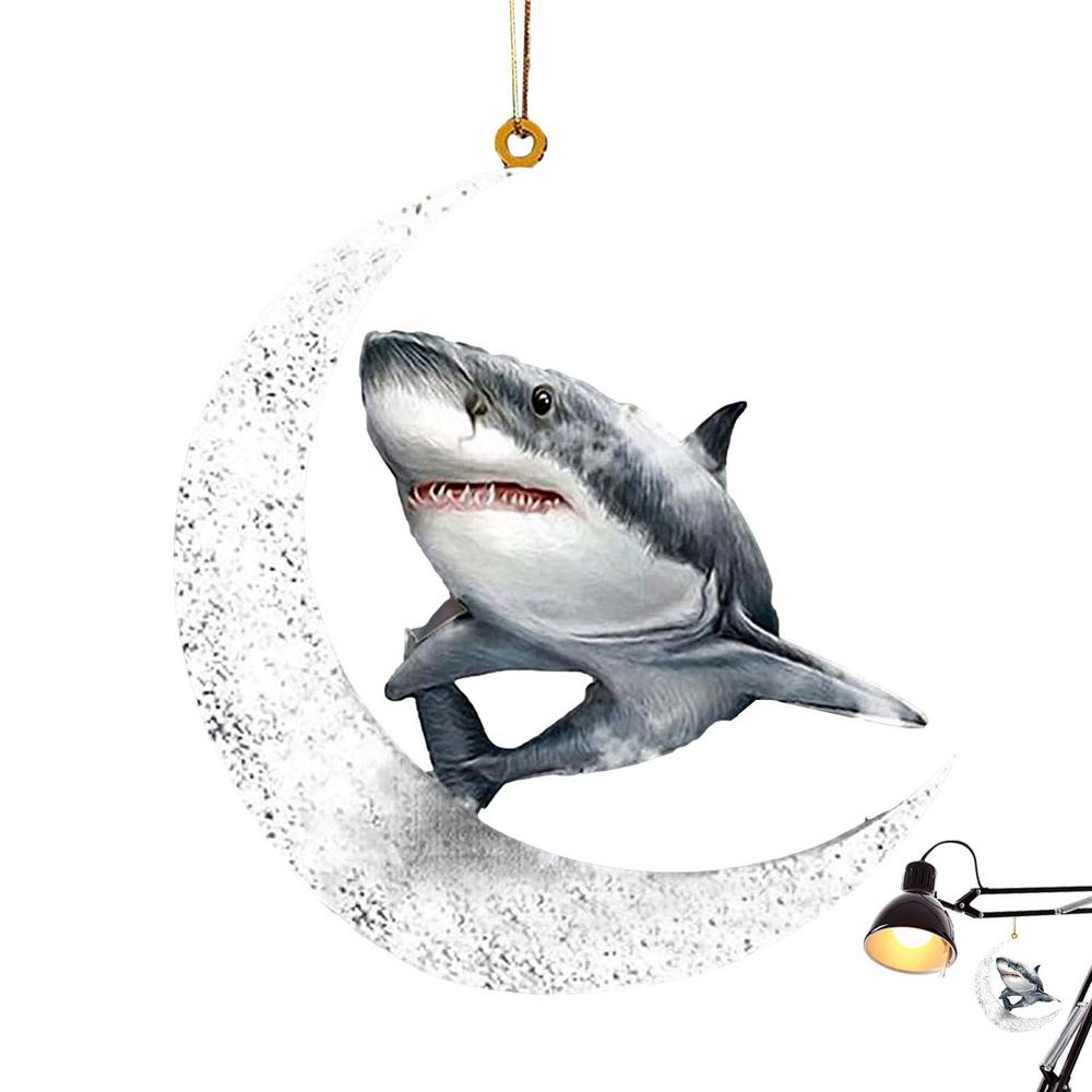 Christmas Tree Decorations Animal Hanging Ornament Sitting On The Moon Animal Pendants Car Rearview Mirror Hanging Ornaments