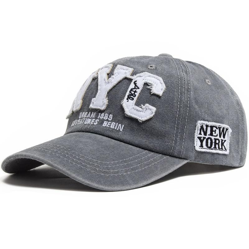 Summer Men's Baseball Cap for Women Cap Washed Cotton Soft Top Snapback Hat Big Letters NY Embroidery Casquette Unisex