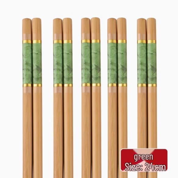 Natürliches Bambus Essstäbchen Set: Unlackiert, Ungewachst, Rutschfest, Schimmelresistent, Hochtemperaturbeständig, Familienset