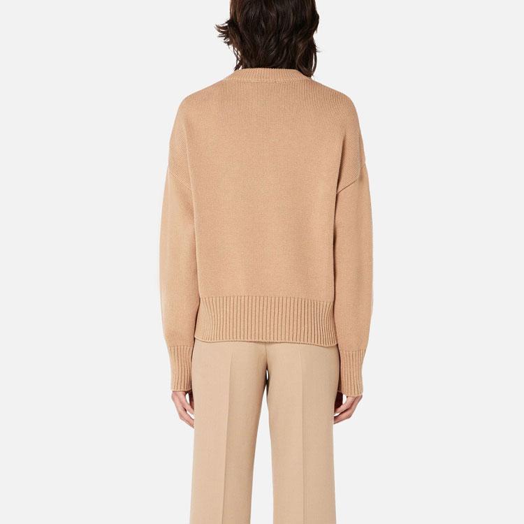 Amiparis Ss21 Yadan Style Heart Logo Round Neck Pullover Sweater Women sweater Light-Brown E21FK009016-250