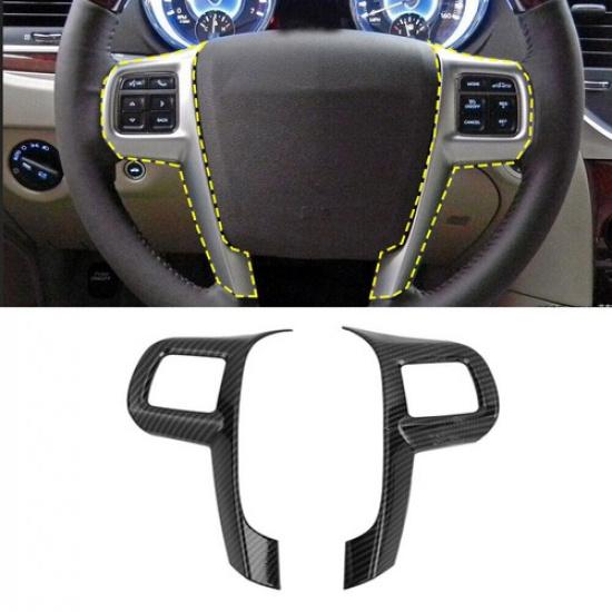 Carbon Fiber Steering Wheel Moulding Cover Trim Frame For Chrysler 300 2010-2014