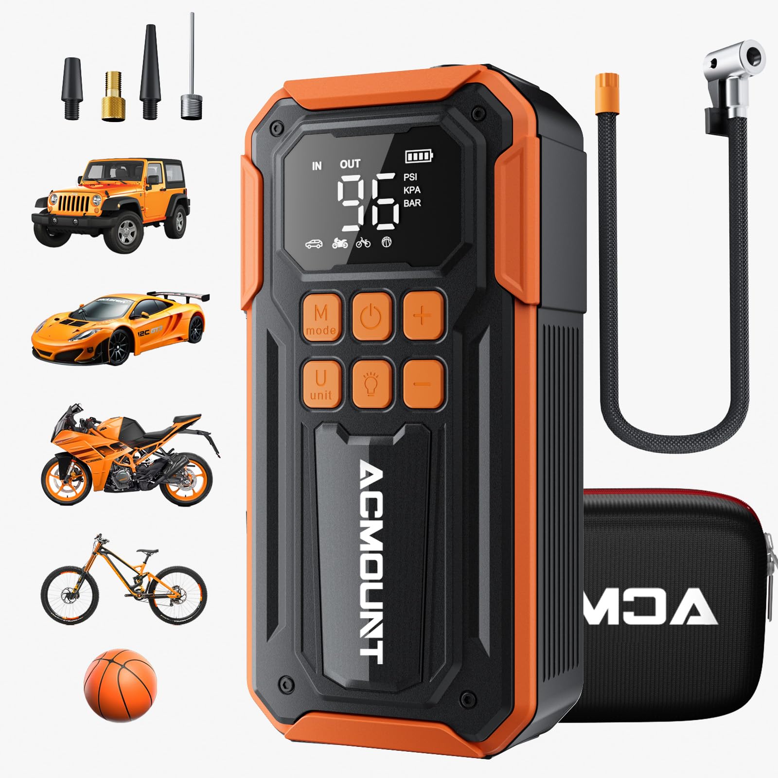 

Электрический велосипедный воздушный насос для мотоциклов и больших велосипедов Максимальное давление 160 фунтов на квадратный дюйм Автоматический Давление в шинах Совместимый с и Американский стиль Мобильный Японский оранжевый